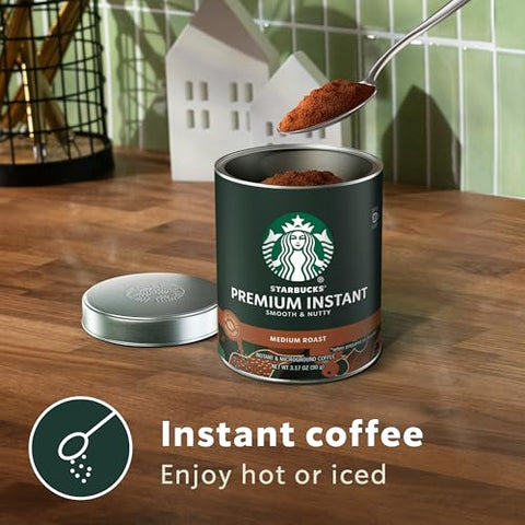 Starbucks Premium Instant Coffee Medium Roast, 3 Tins 3.17 oz | 100% Arabica premium instant and microground coffee; Medium Roast; 3 tins, 3.17 oz each