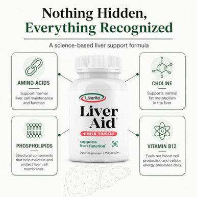 Liverite Liver Aid 2 Pack (Total Liver Support Supplement With Amino Acids 150 Capsules 2 Pack