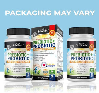 Bioschwartz Super Greens Powder With Probiotics Prebiotics And Digestive Enzymes (30 Servings) Plus Advanced Strength Pre And Probiotics Supplement With Digestive Enzymes (2 Month Supply)