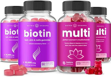 Nutrachamps Biotin Gummies (2 Pack) And Womens Multivitamin Gummies (2 Pack) 4 Pack Bundle