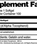 Terravita Vitamin E (D-Alpha Tocopherol) - 400 Iu (100 Softgels, Zin: 428181)