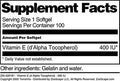 Terravita Vitamin E (D-Alpha Tocopherol) - 400 Iu (100 Softgels, Zin: 428181)