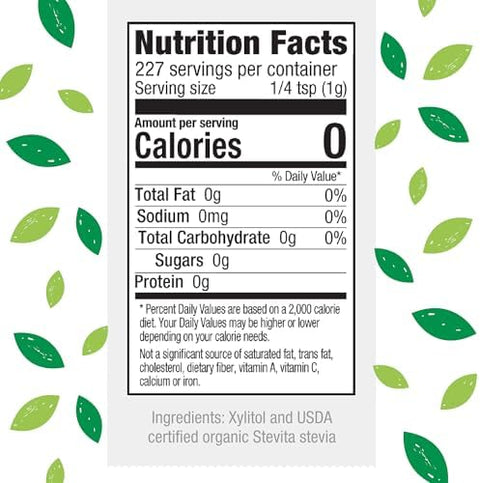 Stevita Stevia with Xylitol Supreme 8 oz Pouch AllNatural Stevia Extract Natural Sweetener No Calories NonGMO Vegan Kosher Keto Paleo Gluten Free ErythritolFree 227 Servings