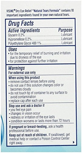 Visine Dry Eye Relief Lubricant Eye Drops 2 X 0.5 Oz (6 Pack)