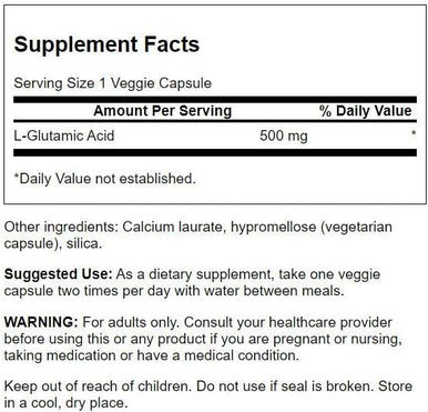 Swanson Amino Acid Glutamic Acid 500 Milligrams 60 Veg Capsules (Pack of 3)