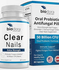 Biodora Oral Probiotic Antifungal Pills - Extra Strength Nail Fungus Eliminator | Toenail Fungal Inhibitor - Clear Nails Supplement | 50 Billion Cfu (60 Capsules)