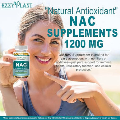 Hzzyplant Nac Supplement - Nac Softgels For Antioxidant Immune Respiratory Liver Health Support - High Absorption Nac Supplement N Acetyl Cysteine 1200Mg - Non-Gmo Gluten-Free Vegan 2 Month Supply