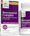 Terry Naturally Resveratrol Complex Antioxidant Supplement With Quercetin & Curcumin Supports Brain Heart & Immune Health Vegan Nongmo & Gluten 60 Capsules (60 Servings)