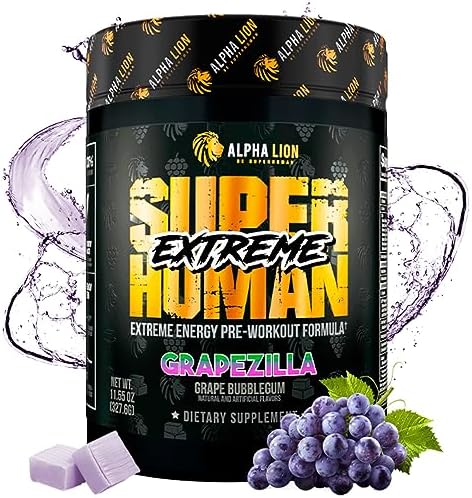 Alpha Lion Superhuman Extreme High Stim Pre Workout Powder Beta Alanine Ltaurine & 356Mg Trisource Caffeine For Sustained Energy Nitric Oxide & Citrulline For Pump (21 Servings Slaughtermelon)