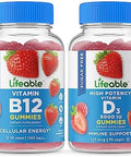 Lifeable Sugar Vitamin B12 + Vitamin D 5000 Iu Gummies Bundle Great Tasting Vitamin Supplement Gluten Gmo Chewable Gummy