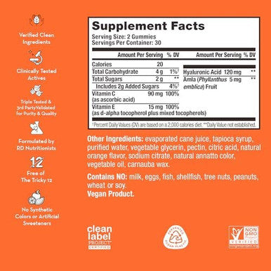 Hum Hyaluronic Glow Hydrating Skin Supplements For Supporting Collagen Production Antioxidantrich Vitamin C & E For Radiant Glowing Skin (60Count)