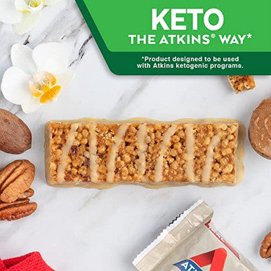 Atkins Vanilla Pecan Crisp Protein Meal Bar High Fiber 1G Sugar 4G Net Carb Meal Keto Friendly 5 Count