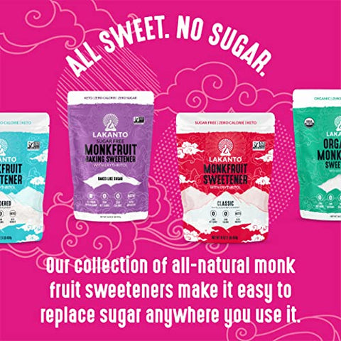 Lakanto Monk Fruit Sweetener with Erythritol Sweetener Pantry Pack - Classic, Golden, Baking, Powdered, Brown, Sugar Substitutes