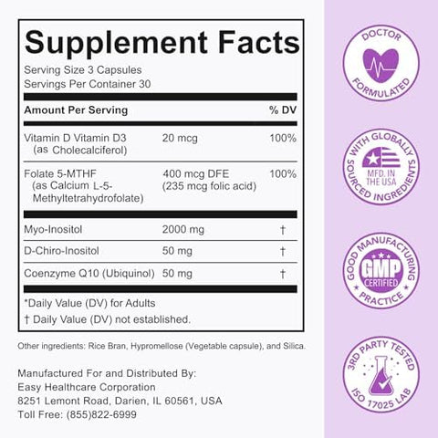 Premom Inositol Plus 2000mg MyoInositol and 50mg DChiro Inositol Personal Fertility Lubricant for Conception 4oz Ovarian and Reproductive Health