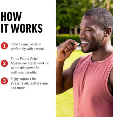 Force Factor Reishi Mushroom Supplement Stress Relief Supplement And Sleep Support Supplement Made With Reishi Mushroom Extract Vegan No Gelatin Nongmo 100 Vegetable Capsules