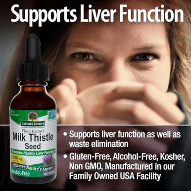 Nature'S Answer Milk Thistle 2000 Mg 1Oz Extract Promotes Liver Function Non-Gmo, Kosher Certified, Gluten- 2 Pack
