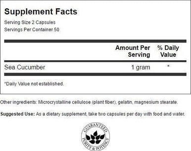 Swanson Sea Cucumber - Natural Supplement Promoting Joint Health & Mobility Support - Supports Cartilage Protection & Connective Tissue Health - (100 Capsules 500mg Each)