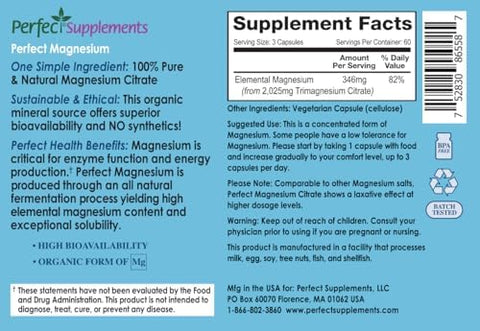 Perfect Magnesium Citrate 180 Vegetable Capsules