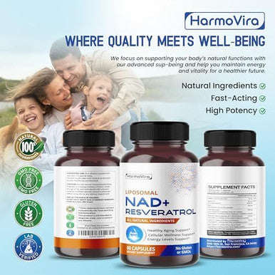 Nad+ Resveratrol 6,000Mg Quercetin 2000Mg Fisetin Black Pepper Healthy Aging Support Energy Levels Support 120-Day Supply Made In The Usa