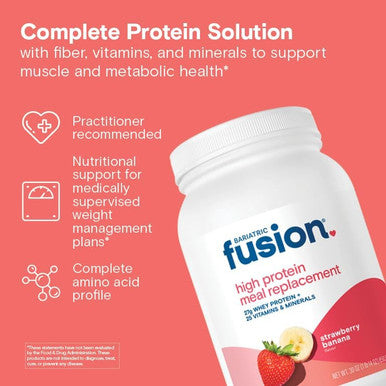Bariatric Fusion Meal Replacement Protein 21 Serving Tub Strawberry Banana for Bariatric Surgery Patients Including Gastric Bypass & Sleeve Gastrectomy