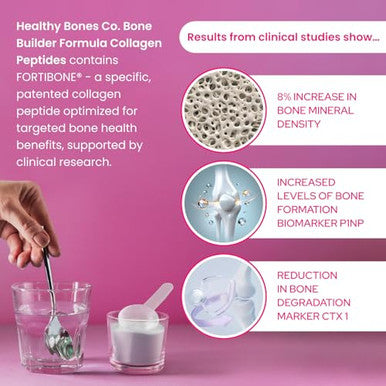 Healthy Bones Co Fortibone Collagen Peptides Essential Bone Builder Hydrolyzed Collagen Powder For 30 Servings