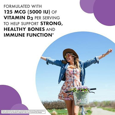 Bluebonnet Nutrition Earth Sweet Vitamin D3 5000 Iu Chewable Tablets Aids In Muscle & Skeletal Growth Non Gmo Gluten & Soy & Milk Kosher Raspberry White 90 Count