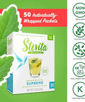 Stevita Stevia with Xylitol Supreme 50 Packets AllNatural Sweetener No Calories NonGMO Vegan Kosher Keto Paleo Gluten ErythitolFree 50 Servings