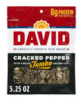 DAVID Roasted and Salted Cracked Pepper Jumbo Sunflower Seeds, Keto Friendly, 5.25 oz, 12 Pack