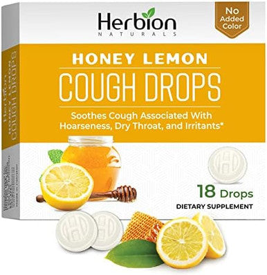 Herbion Naturals Cough Drops Honey Lemon Flavor Soothing Dietary Supplement For Adults & Children (6+) 18 Drops No Artificial Flavors Or Colors 48 Pack