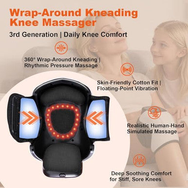 Deity Knee Massager Smart With Heat Vibration 3D Massage Red Light 4-In-1 Cordless Portable Knee Massager With Led Large Screen s For Grandma & Grandpa