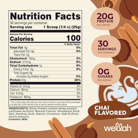 Wellah Protein Your Whey (30 Servings Chai Flavored) - Whey Protein Isolate