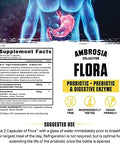 Ambrosia Flora Digestive Enzymes With Probiotics And Prebiotics Plant Based Gut Health Supplement 32 Billion Cfu Vegan Probiotic For Digestive Health (30 Servings)