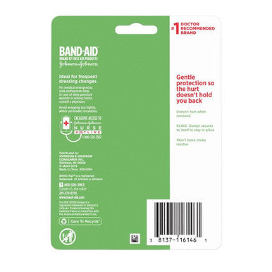 Band-Aid First Aid Hurt-Free Wrap, Medium 2 Inch, 1 Ea (Pack Of 3)