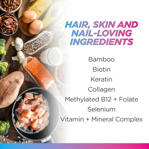 Livingood Daily Hair Skin & Nails Supplement 14-In-1 Formula With Biotin Collagen Keratin Bamboo Selenium Folate B12 Zinc And More Beauty Supplement For Women & Men Gluten 60 Capsules