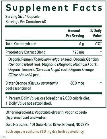 Gaia Herbs Pro Mmc Restore Digestive Health Supplement For Upper Gastric Motility Contains Fennel Seed Turmeric Root Gentian Root & Magnolia Bark 60 Liquid Phytocaps (60 Servings)