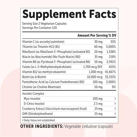 Micro Ingredients Methylated B Complex For Women 240 Vegetarian Capsules Activated B Vitamins With Methylfolate Methyl B12 Dim and Inositol Complex 14In1 Bioactive B Vitamin Formula