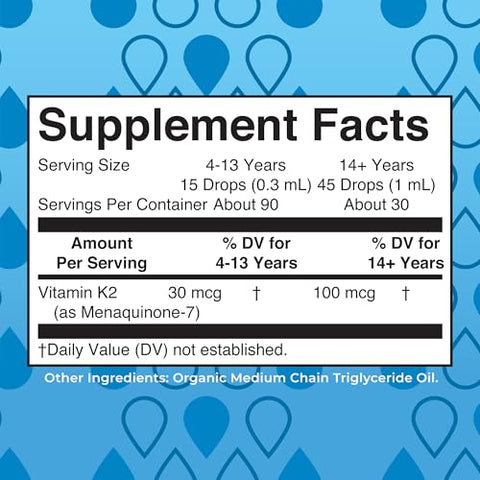 Maryruth'S Maryruth S Usda Organic Vitamin K2 Mk7 Liquid Drops For Adults & Kids Sourced From Natto Menaquinone- 7 Vegan K2 Vitamin For Bone Health & Calcium Absorption 1Oz Up To 90 Servings