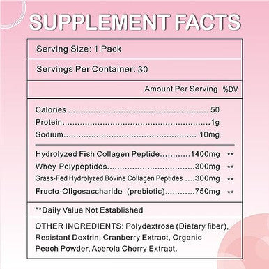 OMOGS Collagen Peptides Powder with Prebiotics and Cranberry Extract Hydrolyzed Collagen Peptides Support Hair Skin Nail Bone and Digestive Health Grass Fed Non GMO for Women and Men