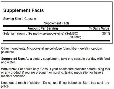 Swanson Semsc Selenium 200 mcg 120 Capsules
