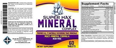 Supermax Multimineral Supplement (Iron Free) With 72 Trace Minerals - Natural Multiminerals - High Potency Multi Mineral Supplements All-In-1 Formula - 60 Tablets