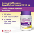 Glenmark Therapeutics Esomeprazole Magnesium Usp 20Mg Delayed Release Capsules Treats Frequent Heartburn 42 Capsules