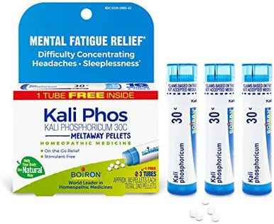 Boiron Kali Phosphoricum 30C Homeopathic Medicine For Headaches Sleeplessness Mental Fatigue And Concentration Difficulties 3 Count (240 Pellets)