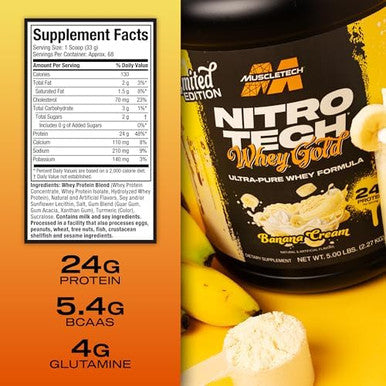 Muscletech Whey Protein Powder (Chocolate Peanut Butter 2Lb) Nitrotech Whey Protein Isolate Smoothie Mix For Lean Muscle & Fast Recovery 24G Of Whey Gold Protein For Women & Men Gluten