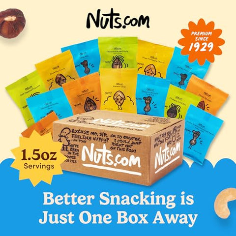 Nuts.com - Nuts and Dried Fruits Snack Box Ã¢â‚¬â€œ Gourmet Mix Assortment for Festive Gifts Ã¢â‚¬â€œ Package Includes Mixed Nuts, Dried Apricots & Fruits, Trail Mix, Heat Mix and Apple Pie Crunch