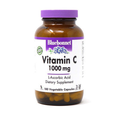 Bluebonnet Nutrition Vitamin C 1000 Mg Vegetable Capsules, Ascorbic Acid, for Immune Skin Health, Vegan, Vegetarian, Non GMO, Gluten, Soy & Milk Free, Kosher, 180 Count