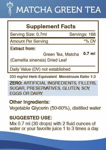 Secrets of the Tribe Matcha Green Tea Tincture Alcohol-Free Extract, High-Potency Herbal Drops, Tincture Made from Camellia sinensis Soothing and Antioxidant Effect 4 oz