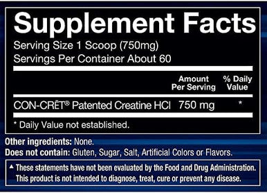 Bodytech Creatine Hcl Powder A Highly Water-Soluble & Bioavailable A Unflavored (1.58 Oz./60 Servings)