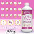 Buried Treasure Hair Skin And Nails With Msm Biotin Aloe Vera Plus Vitamins And Minerals In A High Potency Liquid Whole Food Complex For Fuller Hair Stronger Nails And Clearer Skin 16 Oz