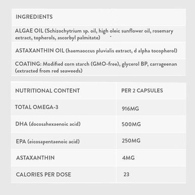 Bare Biology Vim Vigour Vegan Omega 3 Astaxanthin 60 Capsules