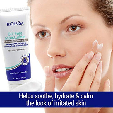 Triderma Sensitive Skin Daily Facial Moisturizer - Non-Greasy, Antioxidant, Ap4 Aloe Vera Gel, Tulsi, Green Tea, Vitamin E, Zinc - Soothing Face Lotion, All Skin Types - No Fragrance - 1.7 Oz